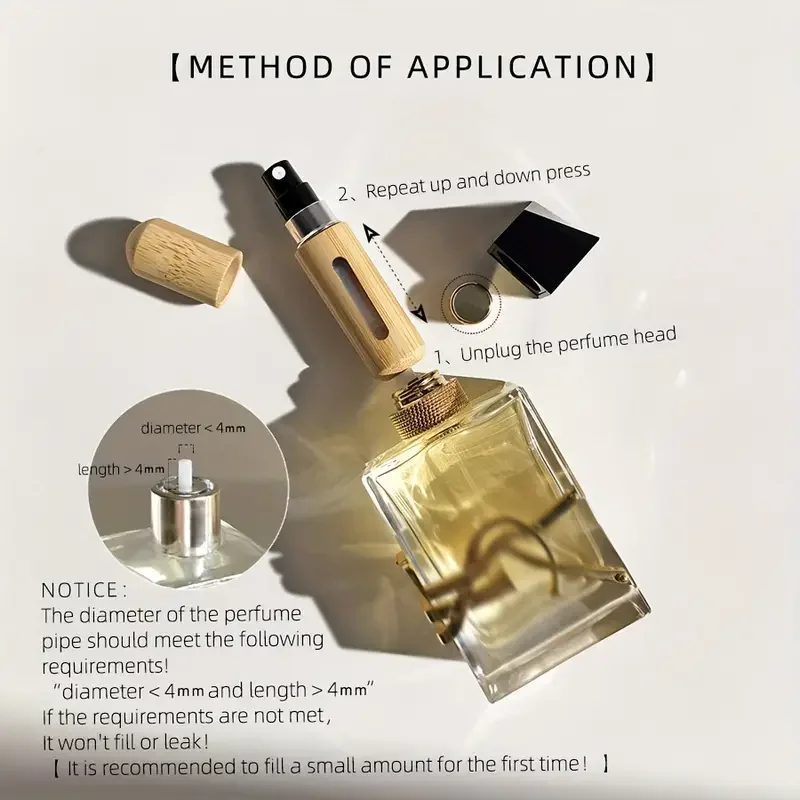 5ml 8ml Bamboo Mini Spray Bottle for Travel, Portable Refillable Cosmetic Atomizer with... - SKU BMSB1146 - UGI Packaging