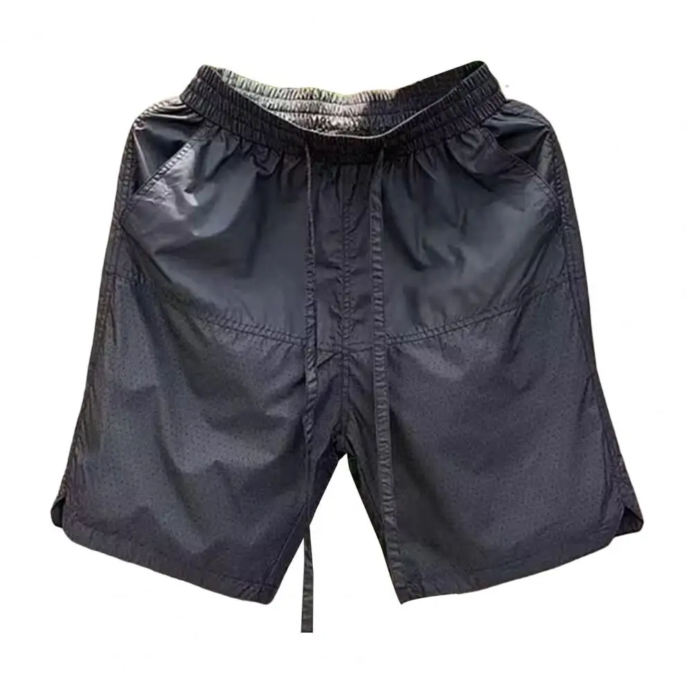 

Classic Men Shorts Solid Color Elastic Drawstring Men's Casual Shorts with Pockets Wide Leg Fitness Running Work Shorts Regular