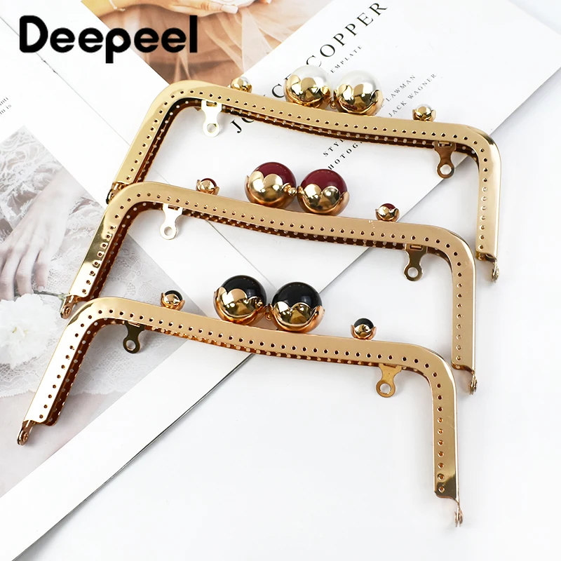 1/2Pcs 20cm Perle Kopf Metall Geldbörse Rahmen Tasche Griff Kuss Verschluss für Frauen Handtasche Brieftasche Nähen klammern DIY Taschen Zubehör