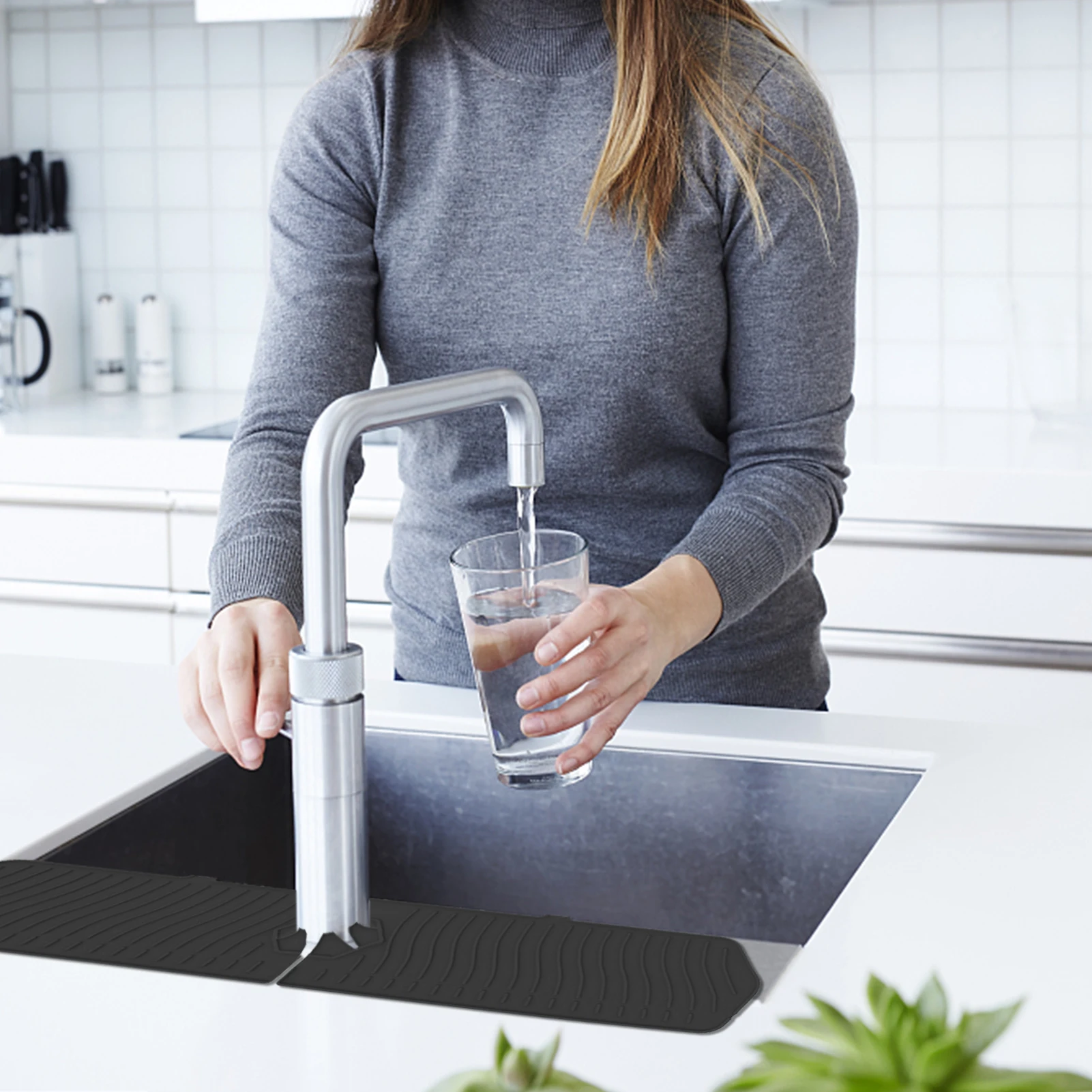 Silicone Faucet Mat Silicone Sink Splash Guard Faucet Water Catcher Mat Sink For Kitchen Splash Guard