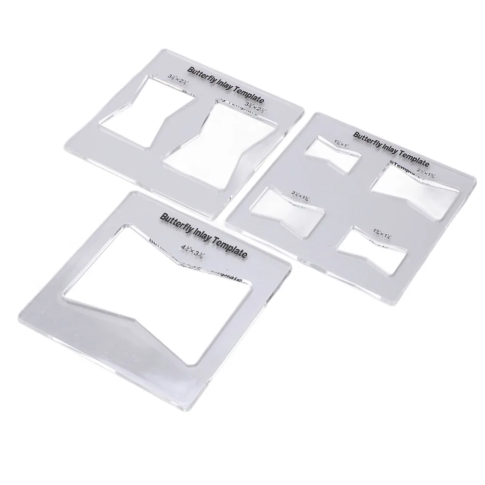 3Pcs Kit Butterfly Inlay Template Decorative Inlay Tools for Table Tops and Chests Bowtie Router Jig Kit Acrylic Router Template