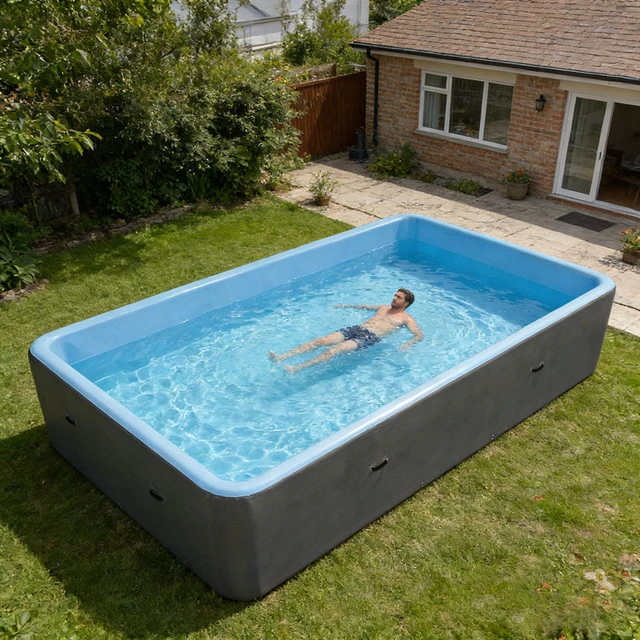 Piscine gonflable carrée 5x3x1,2m, sur mesure avec filet renforcé, pour le plaisir estival dans la cour pour adultes et familles 1
