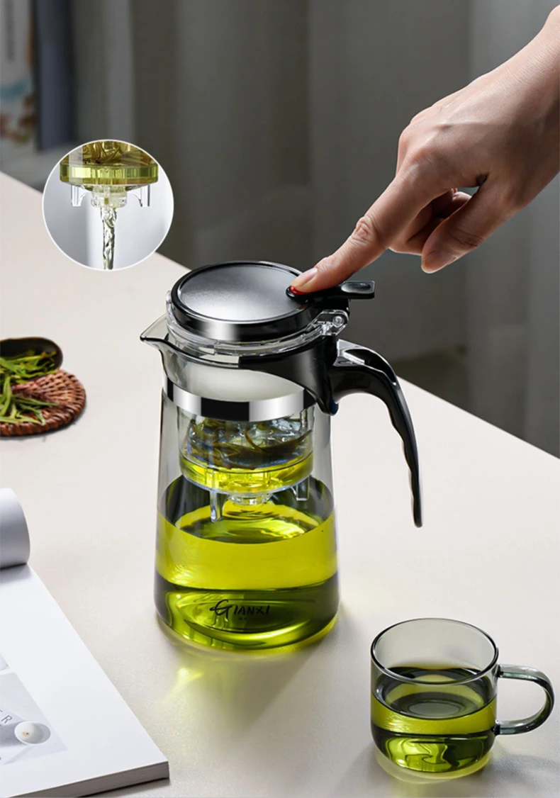 Description Picture 4 of itemGIANXI Tea Pots Heat Resistant Glass Tea Pot Tea Infuser Chinese Tea Set Kettle Coffee Glass Maker Convenient Office Tea Sets