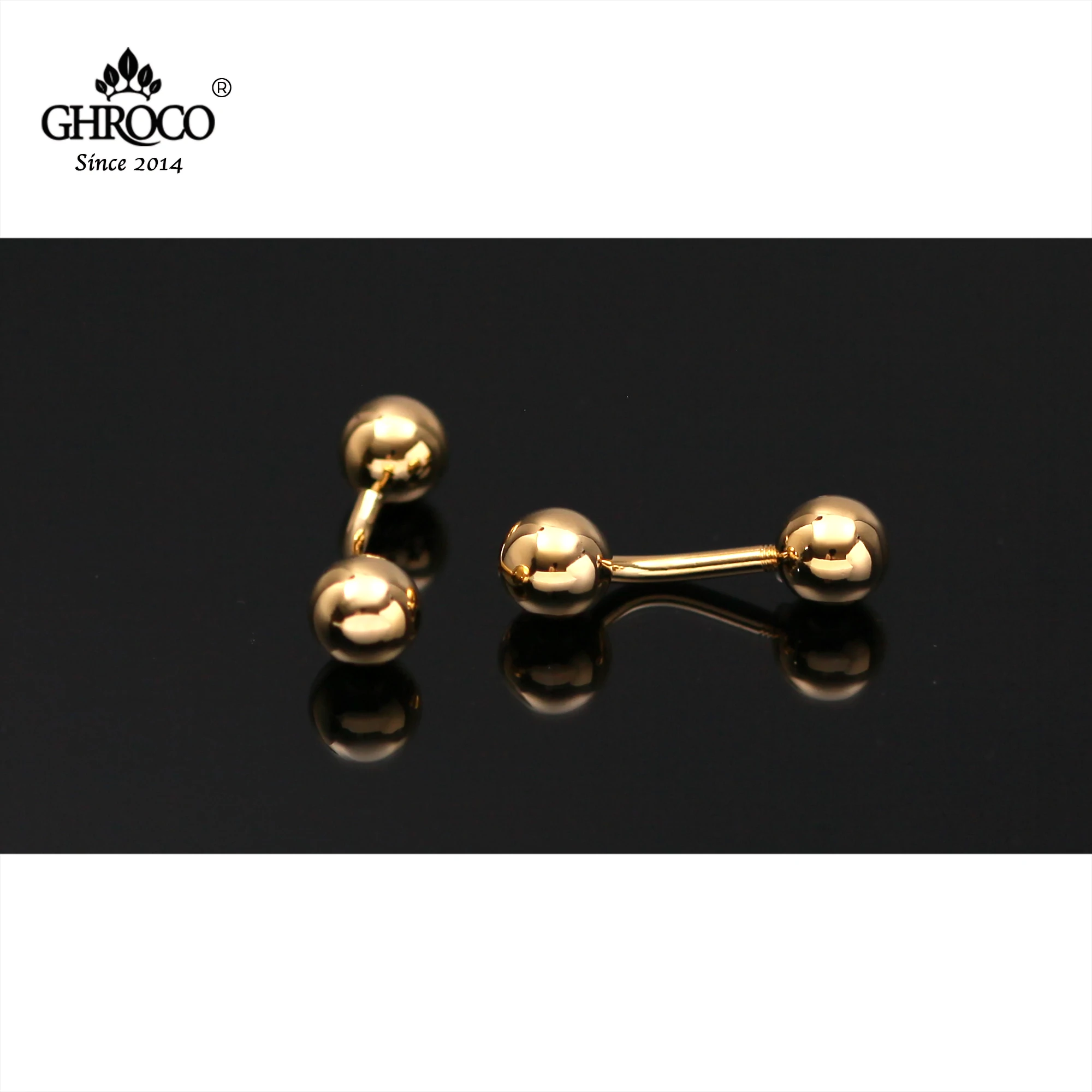 

GHROCO High-Quality Exquisite Golden Ball Shape Screw Connect Cufflinks Fashion Luxury Gift for Groomsmen Groom and Businessmen