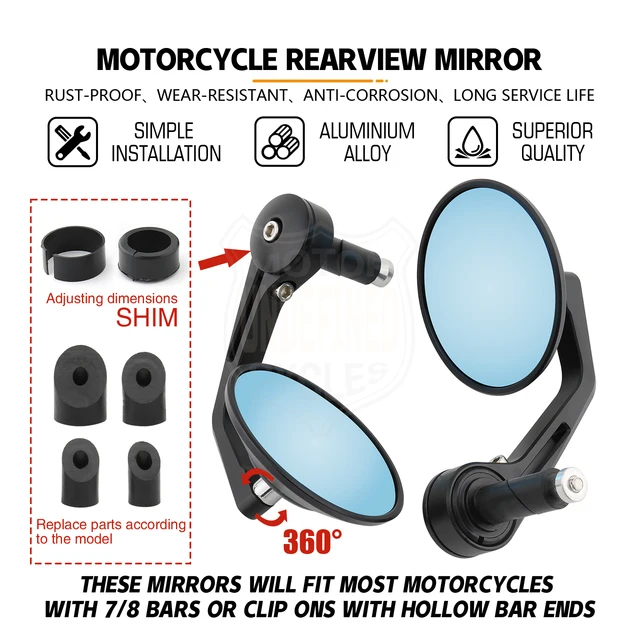 Specchietti Retrovisori Per Moto | Cromati Ovali M8/M10 | Regolabili 360&deg; Per Yamaha, Chopper E Cafe Racer