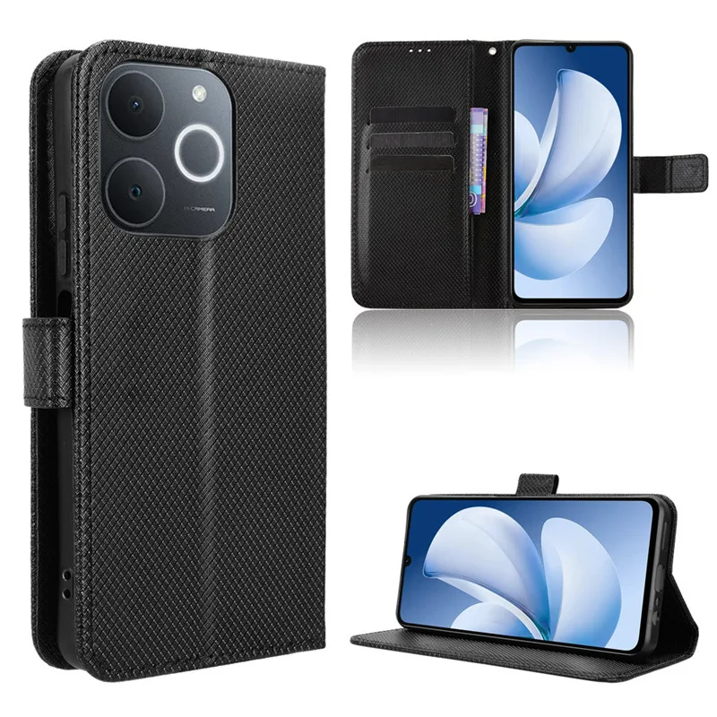 Elegant Leather Flip Wallet Case with Magnetic Closure