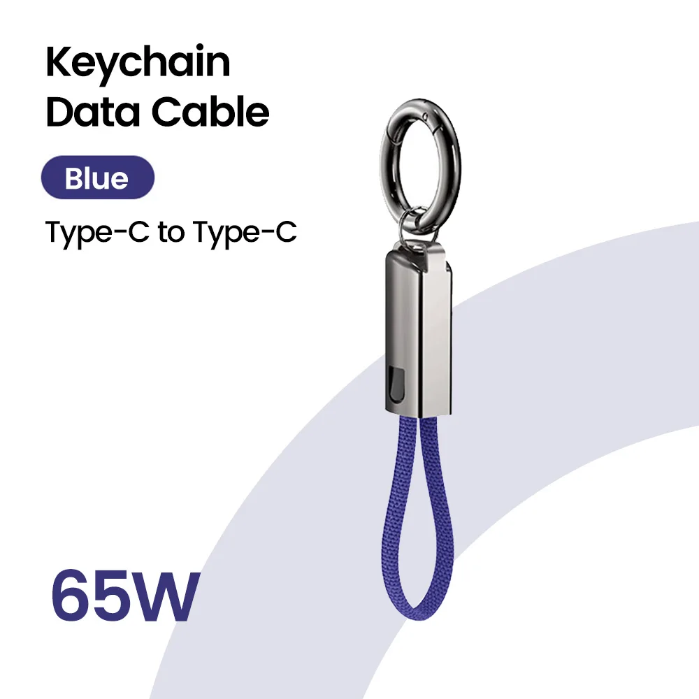 Compact Keychain USB-C Fast Charging Cable, PD65W 3A, 10CM Length