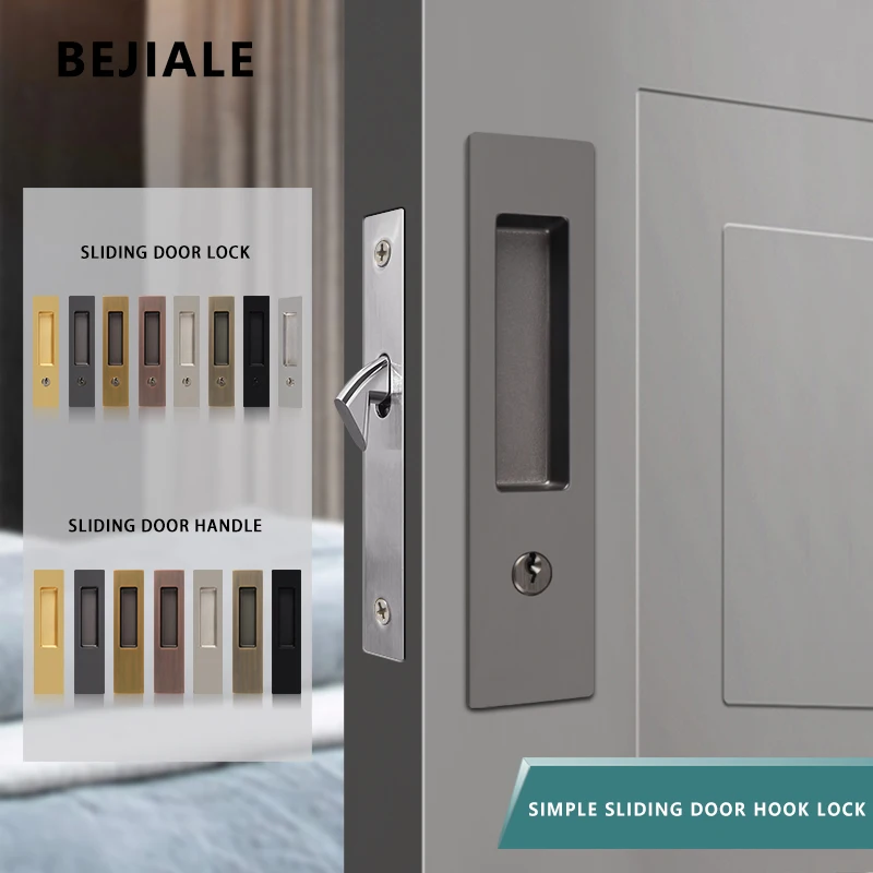 BEJIALE Sliding Door Lock Sliding Door Lock Black Indoor Balcony Kitchen Handle Bathroom Key Mobile Hook window door locks