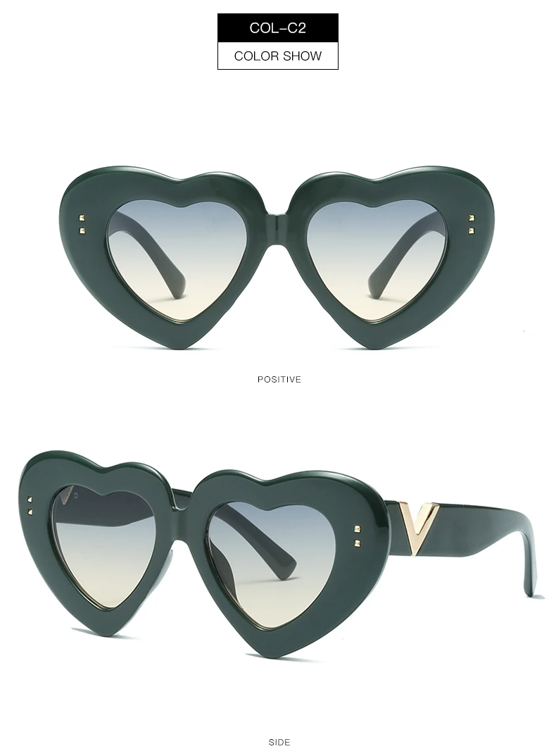 rectangle sunglasses 2022 Heart Shape Sunglasses Fashion Design Eyewear  Girl Wholesale Manufacturer Outdoor Summer  Women round sunglasses