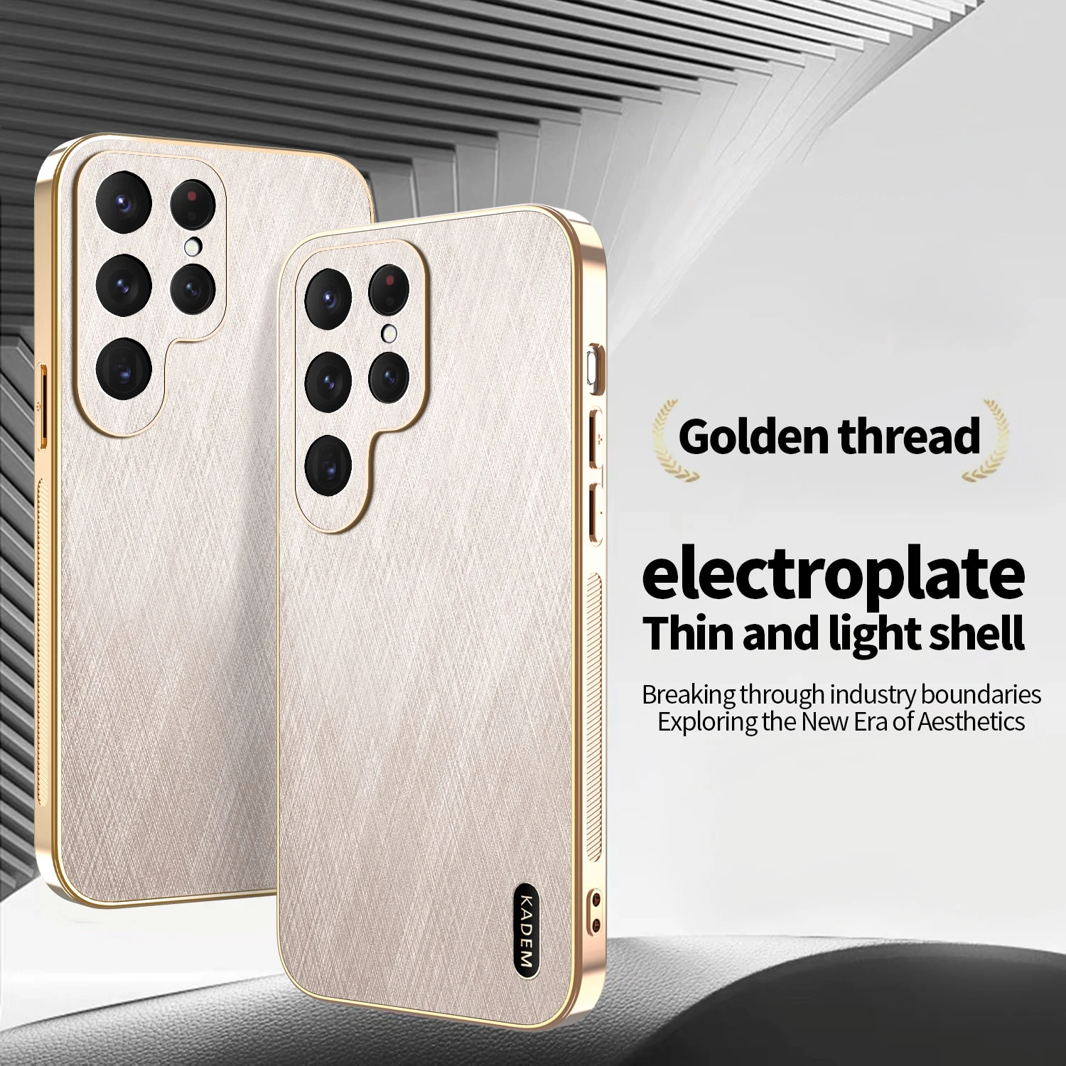 Gold Silk Luxury Plating Shockproof PU Leather Phone Case