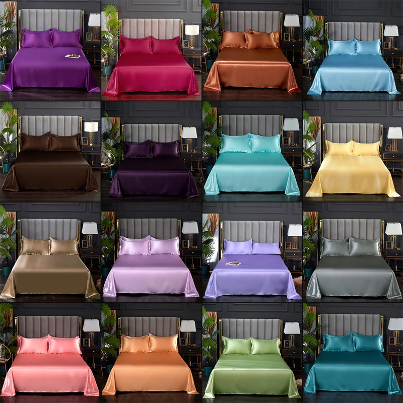 1 Pc Bed Sheet for Summer Ice Cool Fabric Top Sheets Satin Smooth Flat