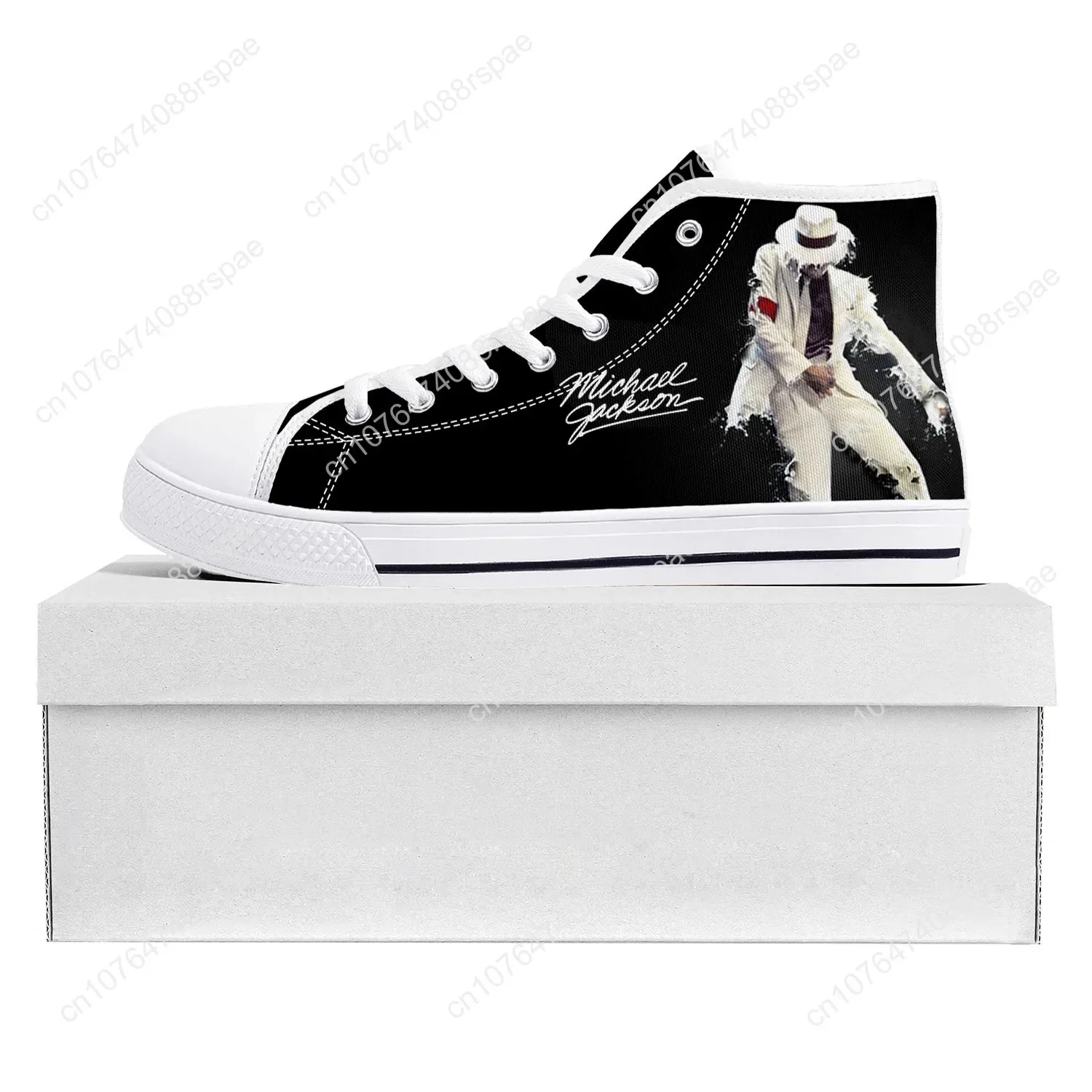 Michael Jackson Pop Singer Dancer High Top High Quality Sneakers Mens Womens Teenager Canvas Sneaker Couple Shoe Custom Shoe