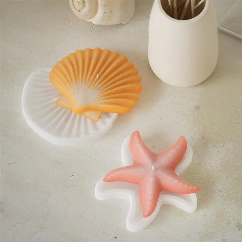 Description Picture 6 of itemShell Starfish Shaped Candle Silicone Mold Fan-Shaped Shell Scented Candle Plaster Making Mould Epoxy Resin Molds Home Decor