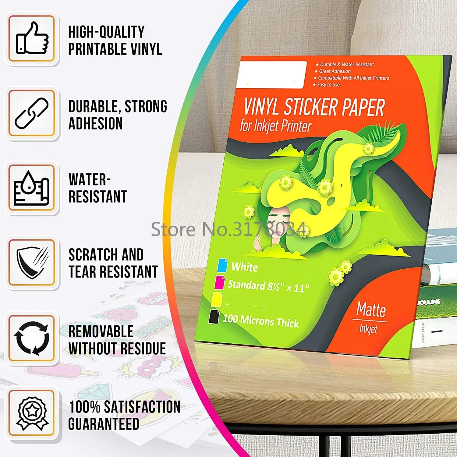 A4 Vinyl Sticker Paper for Inkjet Printer 50 Sheets