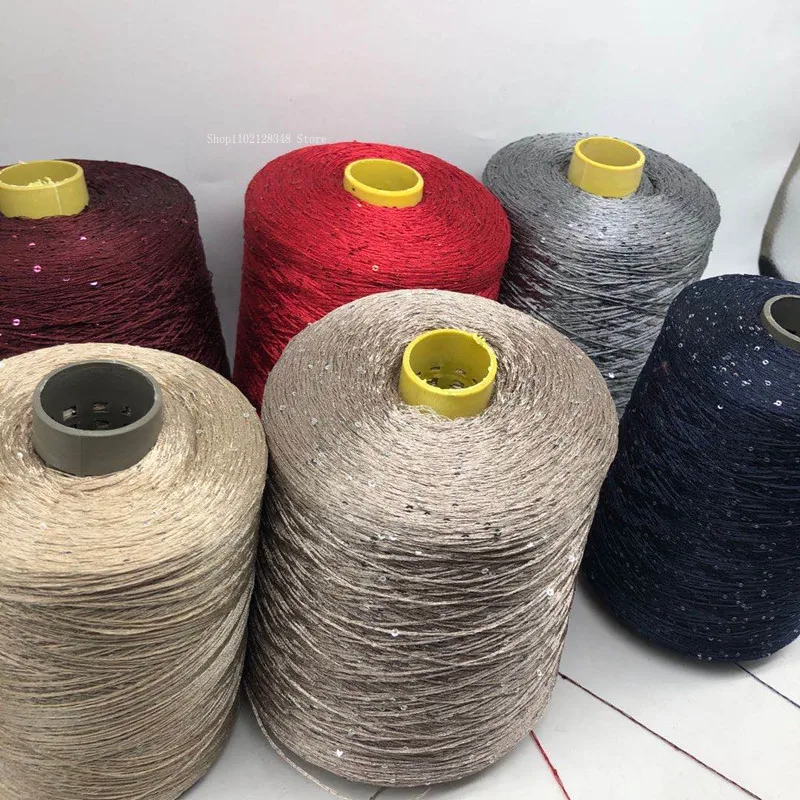 500g Summer Ice Silk Sequin Yarn Special Mercerized Line DIY 2mm Sequins Hand Knitting Yarn Thread Doll Sweater Knitting Line 4