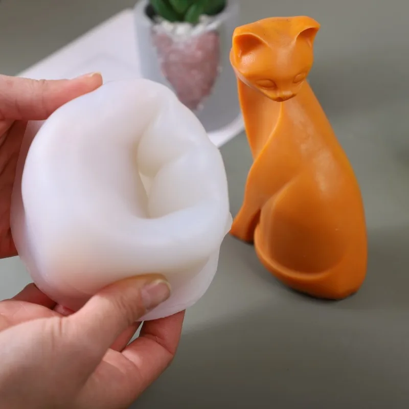 Large cat silicone Candle mold Handmade artwork Make 3D kitten animal soap Plaster crafts Decorative home DIY resin crystal mold
