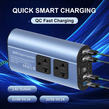 Inverter 12V 220V Modified Sine Wave Inverter 500WHigh Power USB Socket Auto Inversor Converter Solar Car Inverter