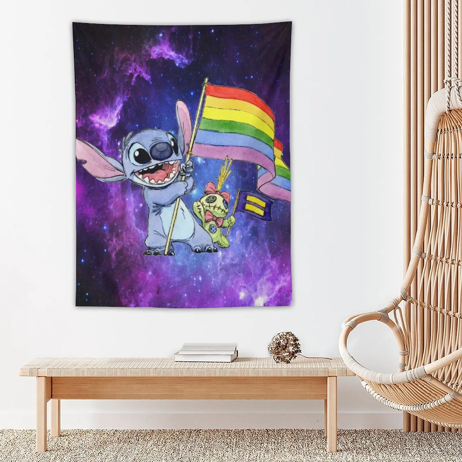 

Funny Stitch Anime Wall Hanging Tapestry for Bedroom Dorm Decorations Ceiling Decor Soft Skin-Friendly Wall Blanket