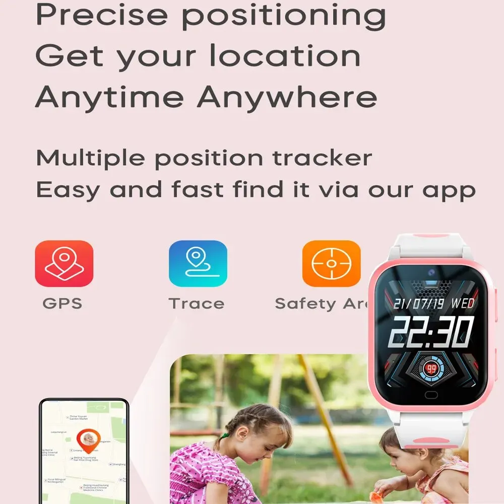어린이 GPS 스마트 워치, ROM 포함, 8GB 영상 통화 전화, 안드로이드 워치, 통화 백 모니터, 지지대 다운로드 앱, 어린이 스마트워치, 4G