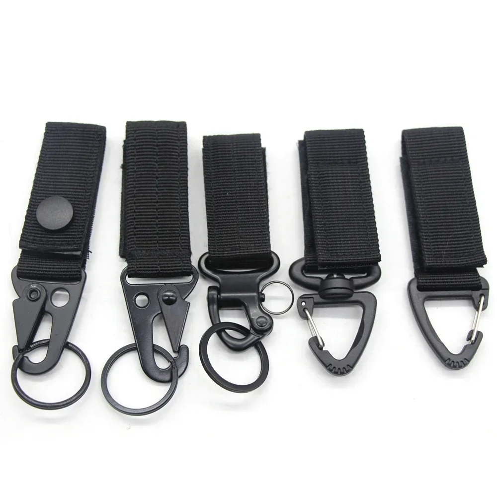 2 pieces/set Tactical Molle Keyring Gear Keychain Nylon Belt Molle Webbing Keychain Belt Bags Backpack Camping Hunting