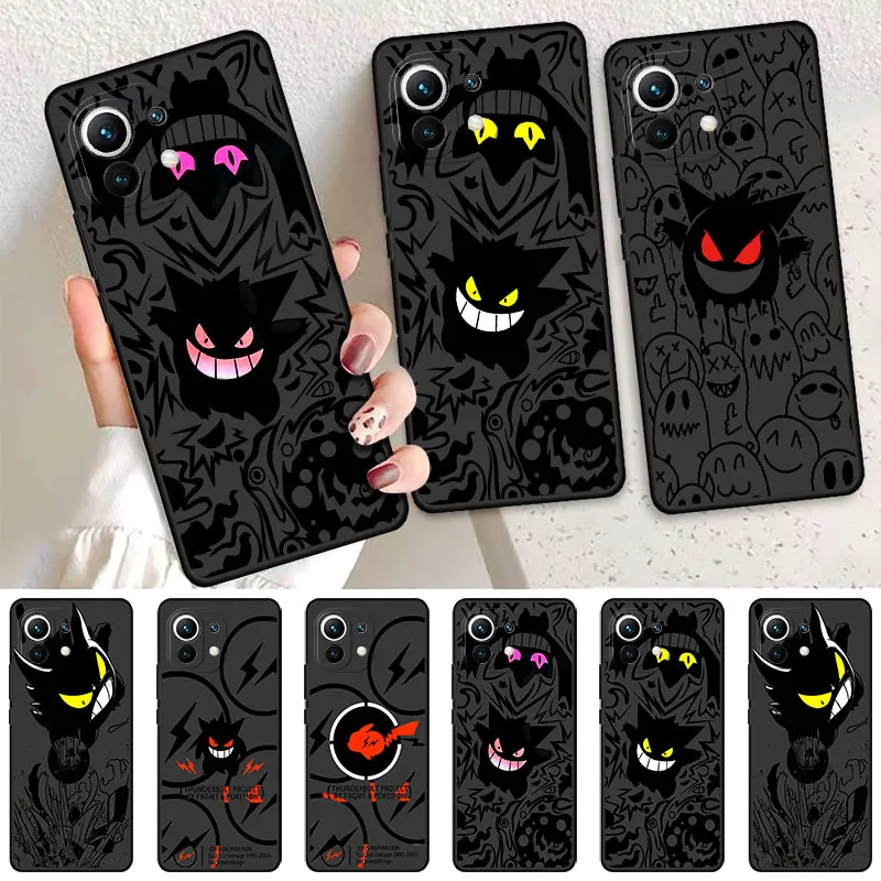Pokemon Red Gengar P-Pikachu Custodia Nera Per Xiaomi Mi 12 11 Lite 5G Ne 10 Pro 9T A2Plus 11T 13Ultra 10S 10T Telefono Silicone K40S