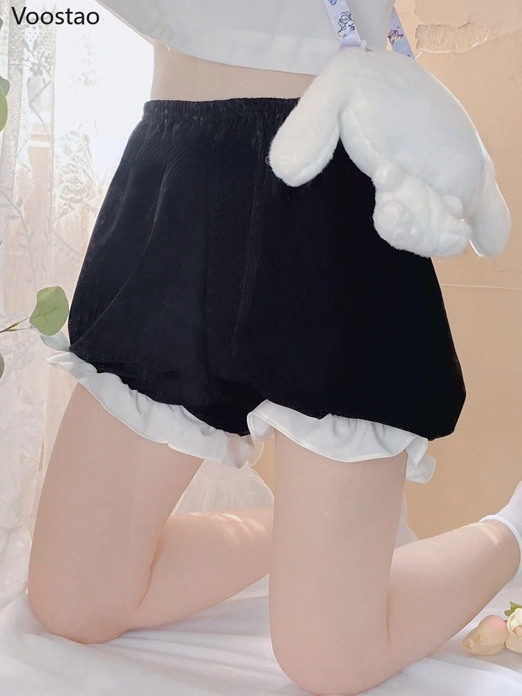 Sweet Chic Lolita Safety Shorts Japanese Women Gothic Lace Ruffles Stretchy Underpants Cute Short Pants Girly Kawaii JK Bloomers