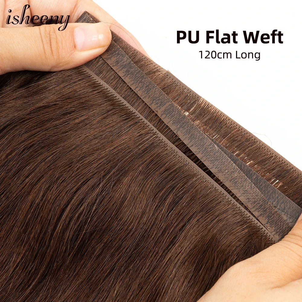 Invisible PU Skin Weft Human Hair Extensions 120cm Long Inject Hair Bundles Natural Blonde Micro Weft Hair No Tape Glue 80-100g