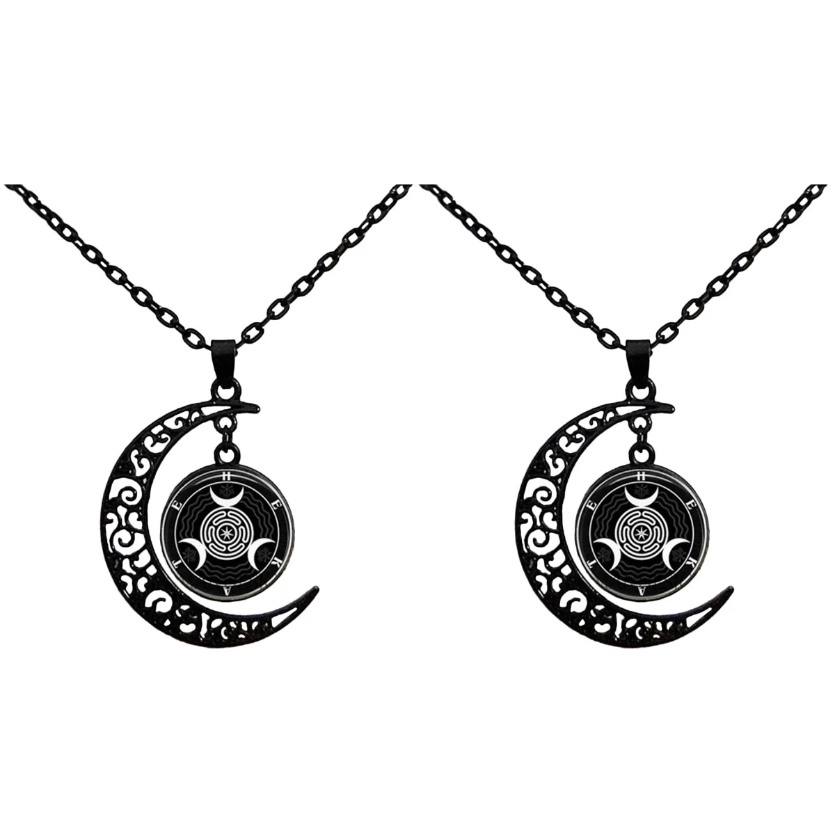 

2pcs Moon Pendant Necklace Neck Ornament Statement Necklace for Teen Girls Women