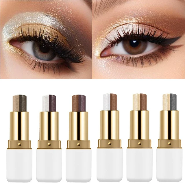 41991-86d4a5.jpg Double Color Eyeshadow Stick Glitter Highlight Shadow Stick Eye Makeup Waterproof Lasting Shimmer Metallic Eyeshadow Makeup