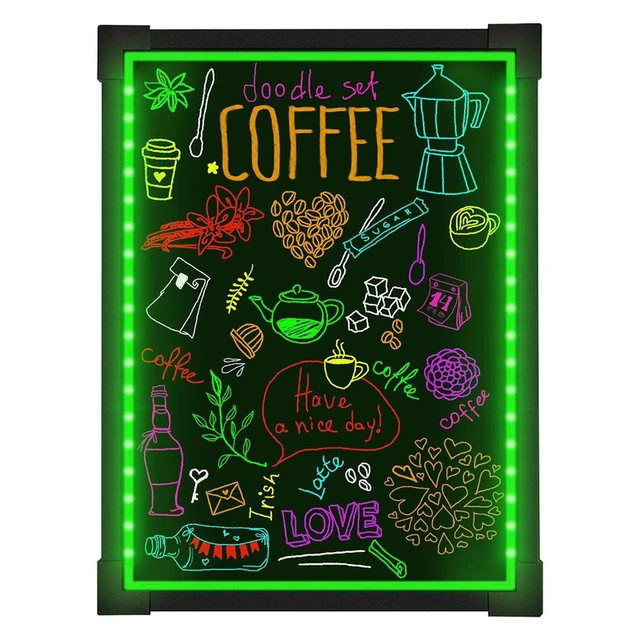 LED DRAWING BOARD Writing Message Neon Glow Light Up Erasable