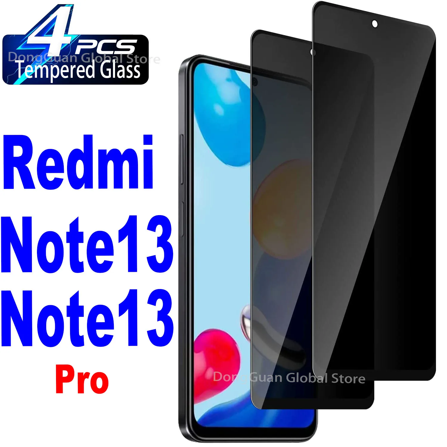 

1/4Pcs Anti Spy Tempered Glass For Xiaomi Redmi Note 13 Pro 4G Screen Protector Privacy Glass Film