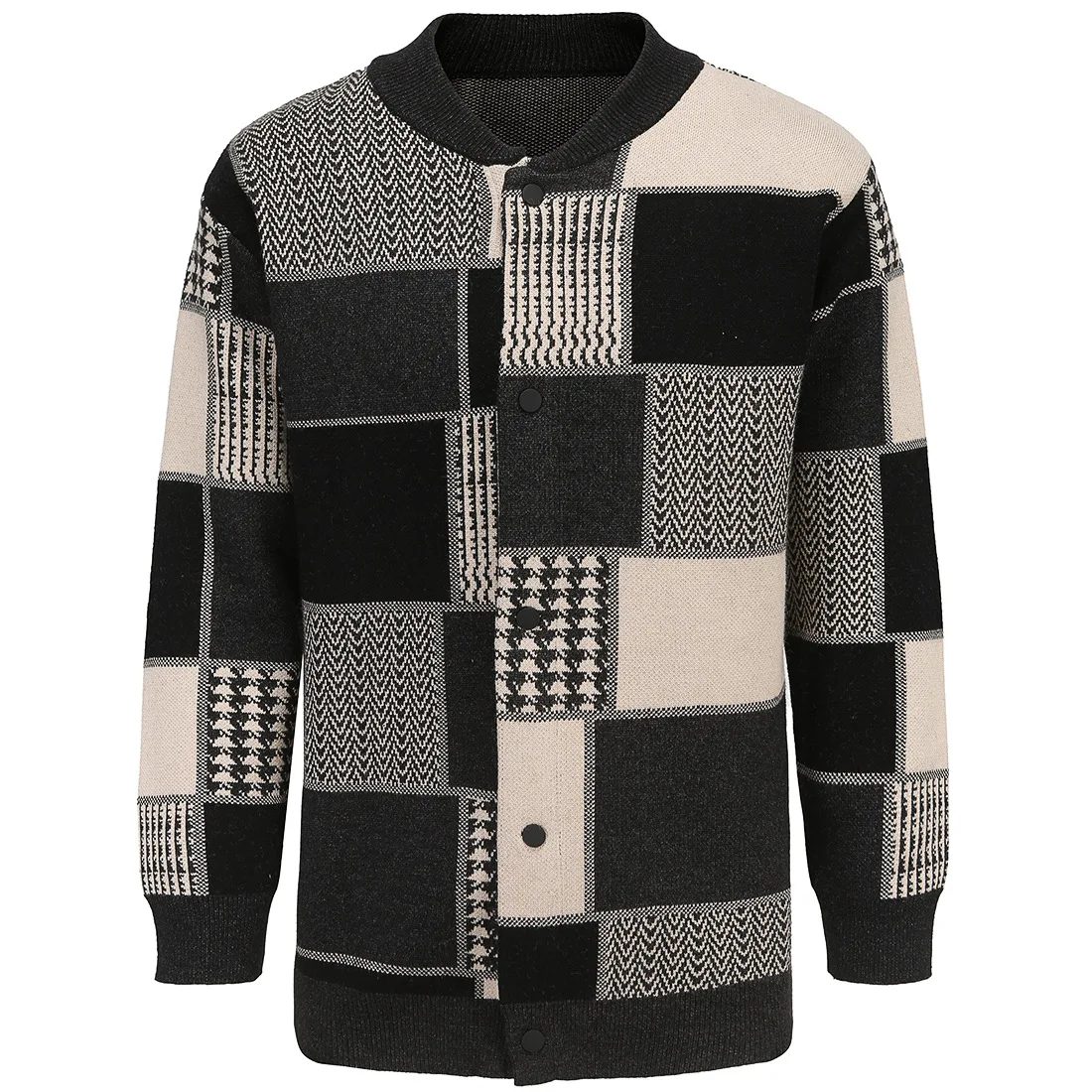 

High quality Mens Cardigan Sweater Men Long Thick Sweater Man Patchwork Plaid Knit Shirt Knitwear Warm 2023 Spring Autumn New