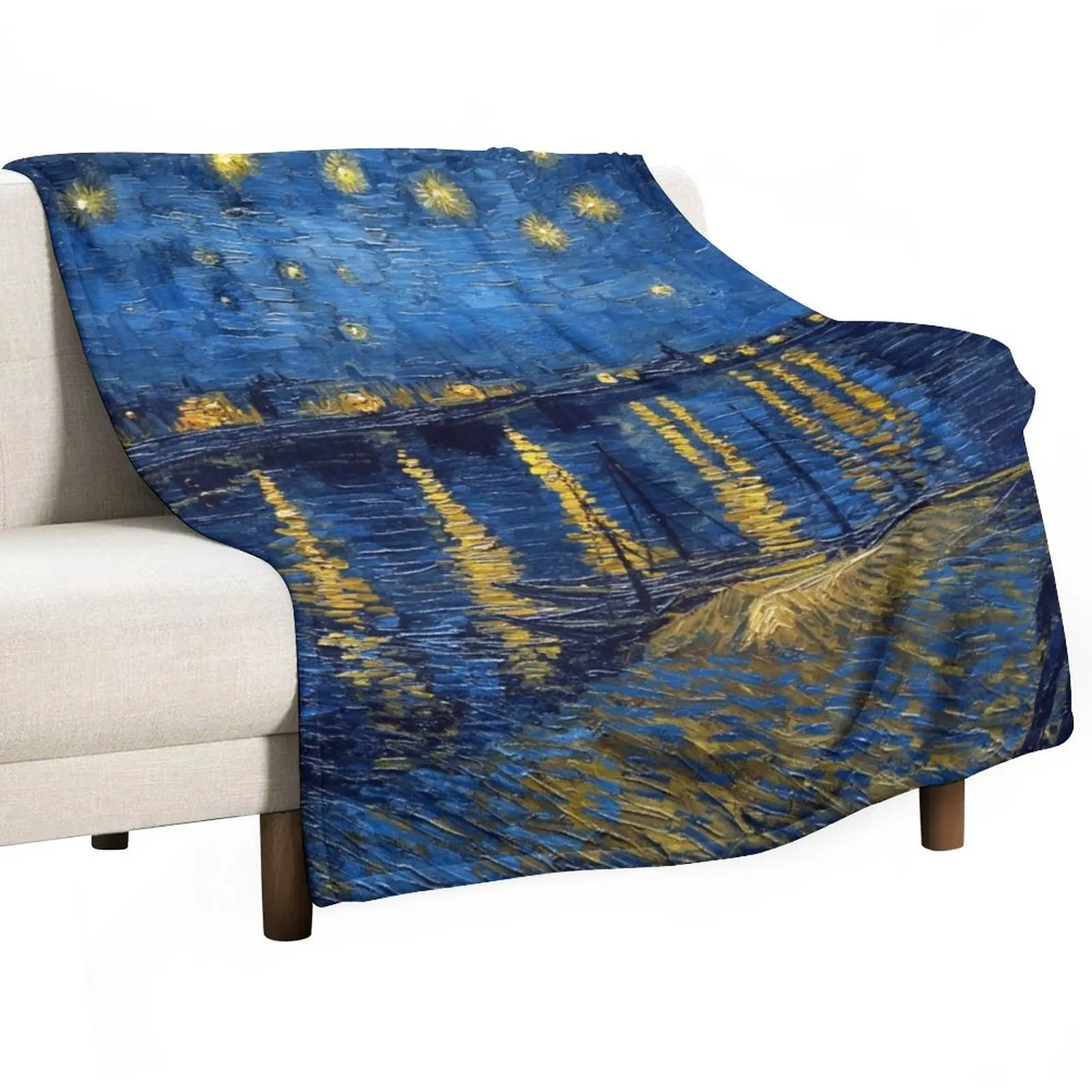 

Starry Night Over The Rhone - Van Gogh (Re-edited) Throw Blanket Stuffed Blankets Sofa Quilt
