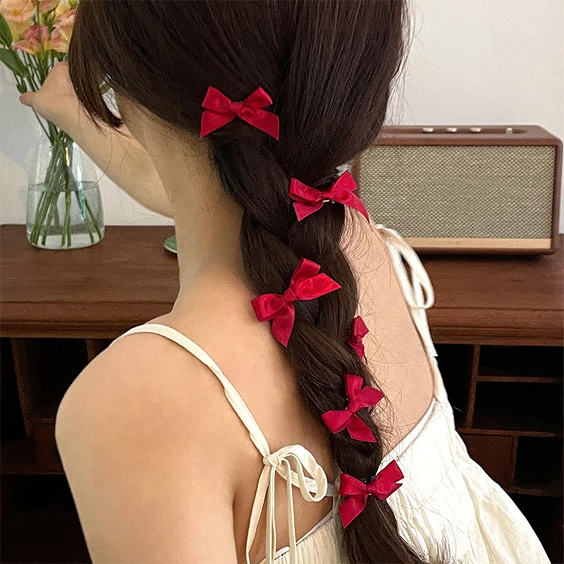 

4pcs Bowknot Hair Clips Sweet Ballet Ribbon Bow Hairpin Bang Clip Korean Girl Mini Grab Clips Female Headwear Hair Accessories