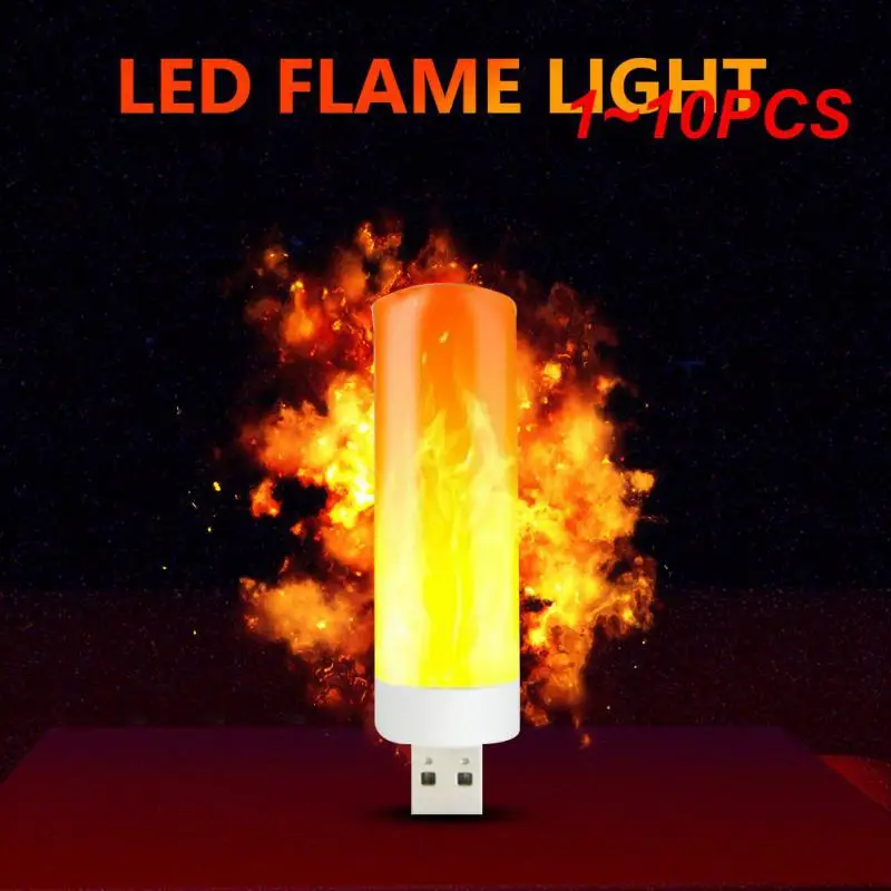 

1~10PCS Atmosphere Lights LED Flame Flashing Candle Lights Book Lamp for Power Bank Camping Lighting Cigarette Lighter Effect