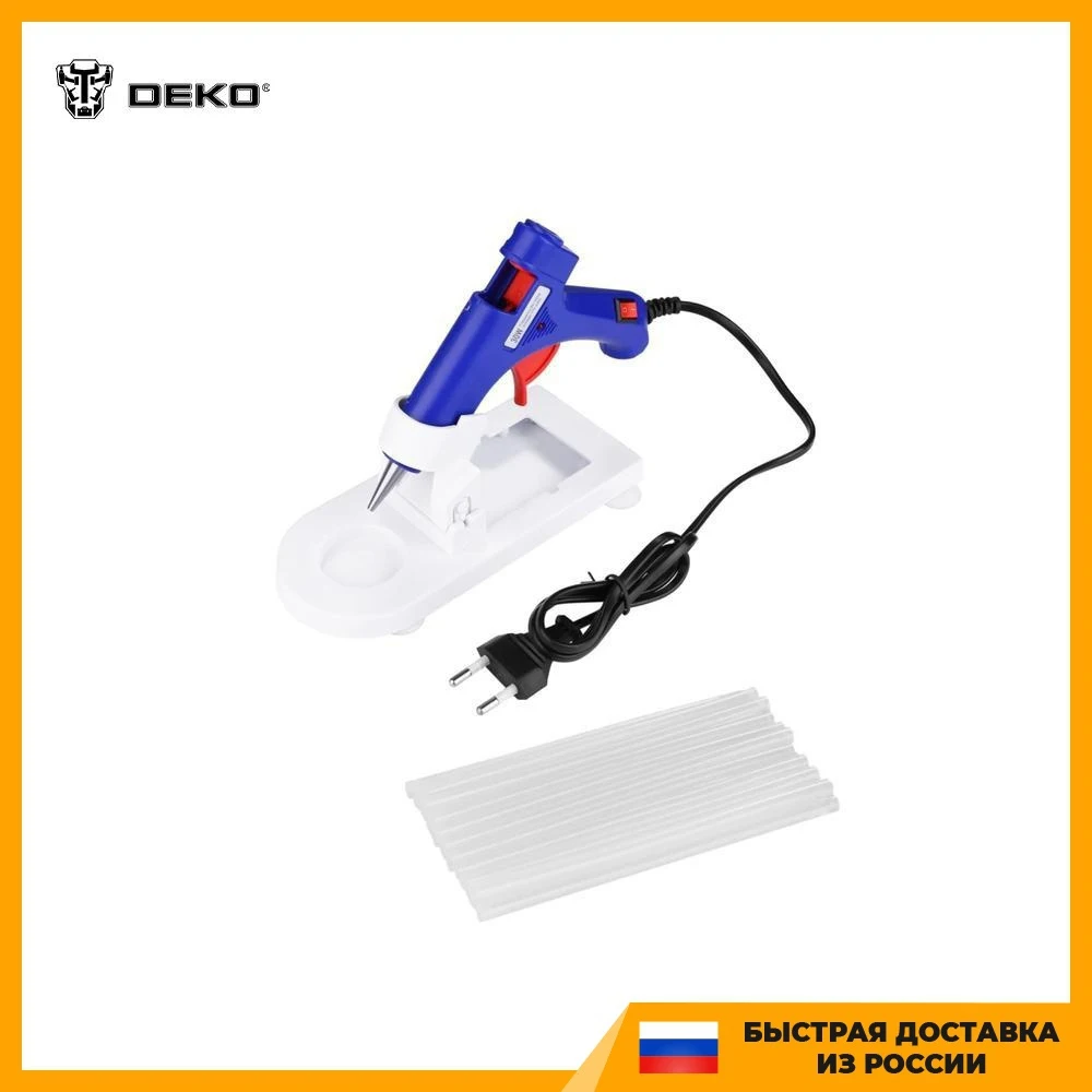 Термопистолет клеевой DEKO DKGG30 30Вт SET4 с подставкой + набор клеевых стержней 7 мм 20 шт