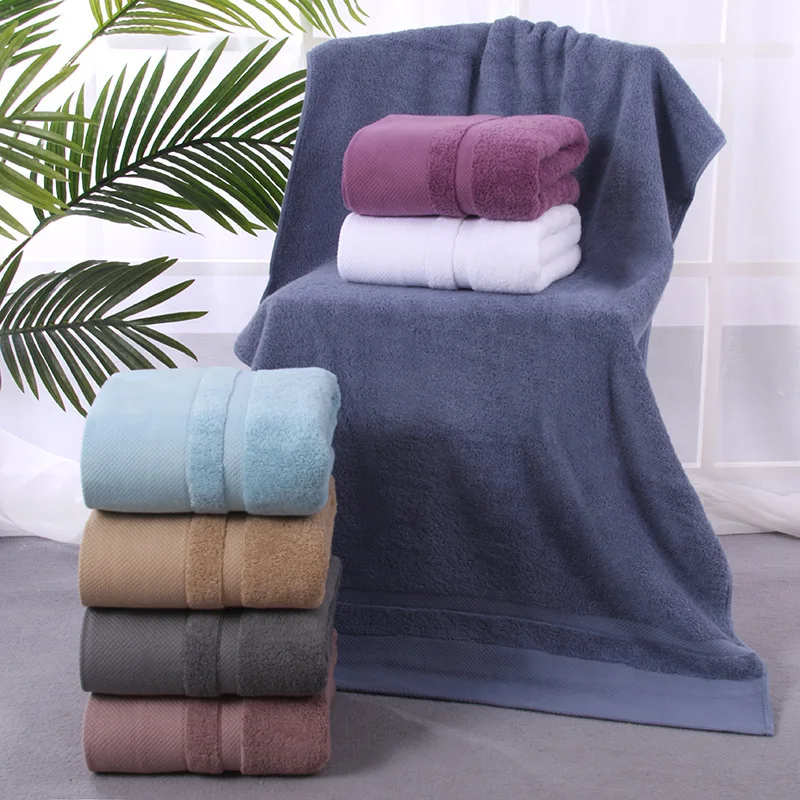 

Plain Adult Bath Towel 100% Cotton Household Bathroom Absorbent Quick-Drying Towels Beauty Salon Hotel Supplies Beach Towel Set