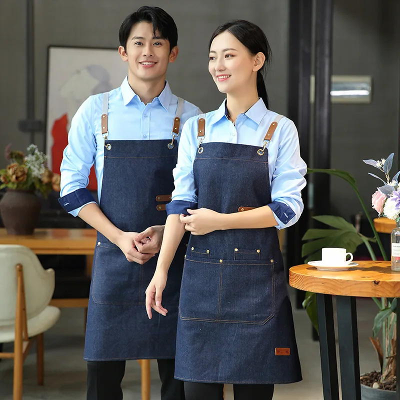 C829 Milk Tea Shop Apron Nail Enhancement Catering Work Clothes Women Hanging Neck Apron Painting Manicure Wear