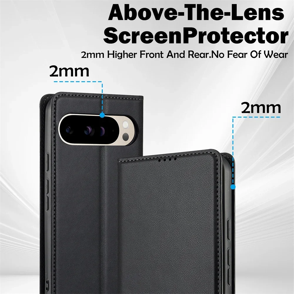 Leather Wallet Flip Case with Card Holder & Kickstand - Shockproof Protective Phone Cover