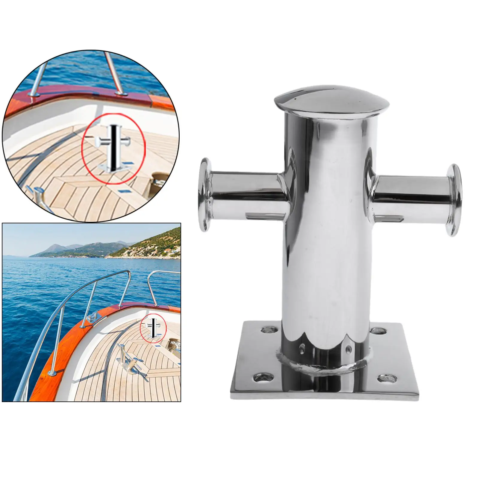 

Heavy Duty - 304 Stainless Steel - Single Cross Mooring Bollard Cleats - With