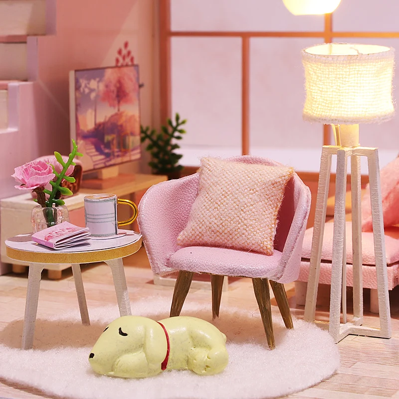 DIY 나무 인형 집 수제 듀플렉스 아파트 제작, 3D 퍼즐 조립 건물 듀플렉스 아파트 모델 장난감, 어린이 선물
