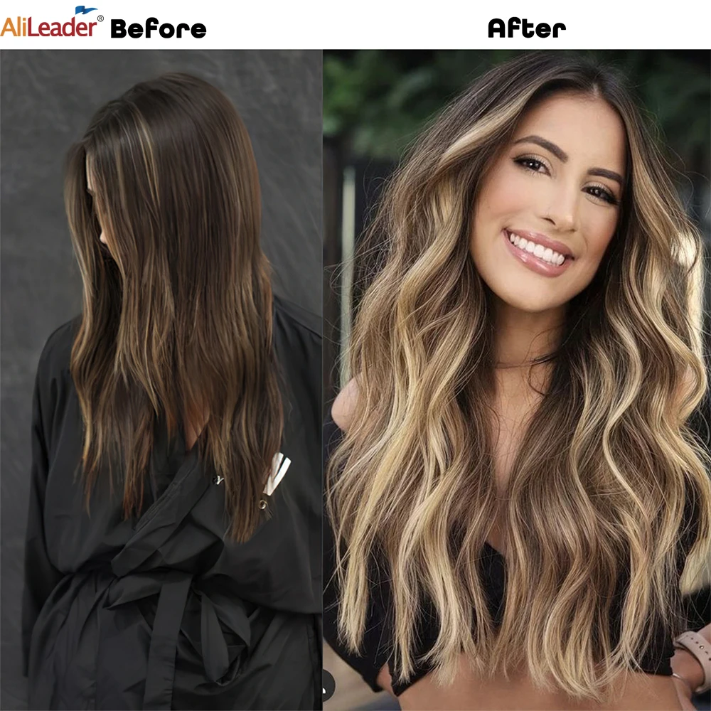 Extensiones de Cabello sintético con Clip, extensiones de cabello largo y ondulado, 11 colores, 4 piezas por juego