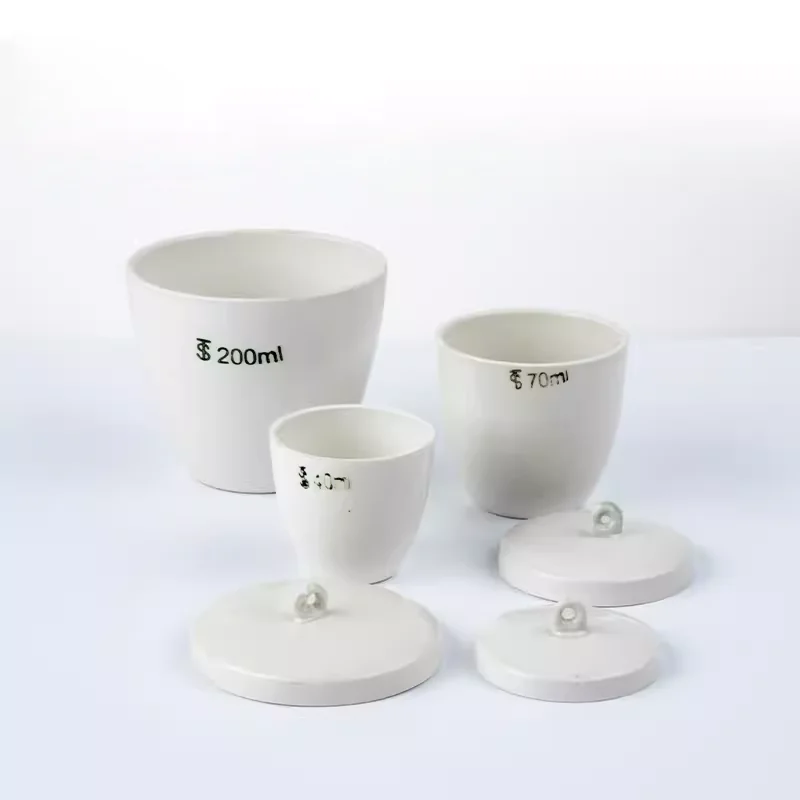 실험실 세라믹 도가니, 뚜껑이 있는 곡선 그릇, 고온 내성 화학 소모품