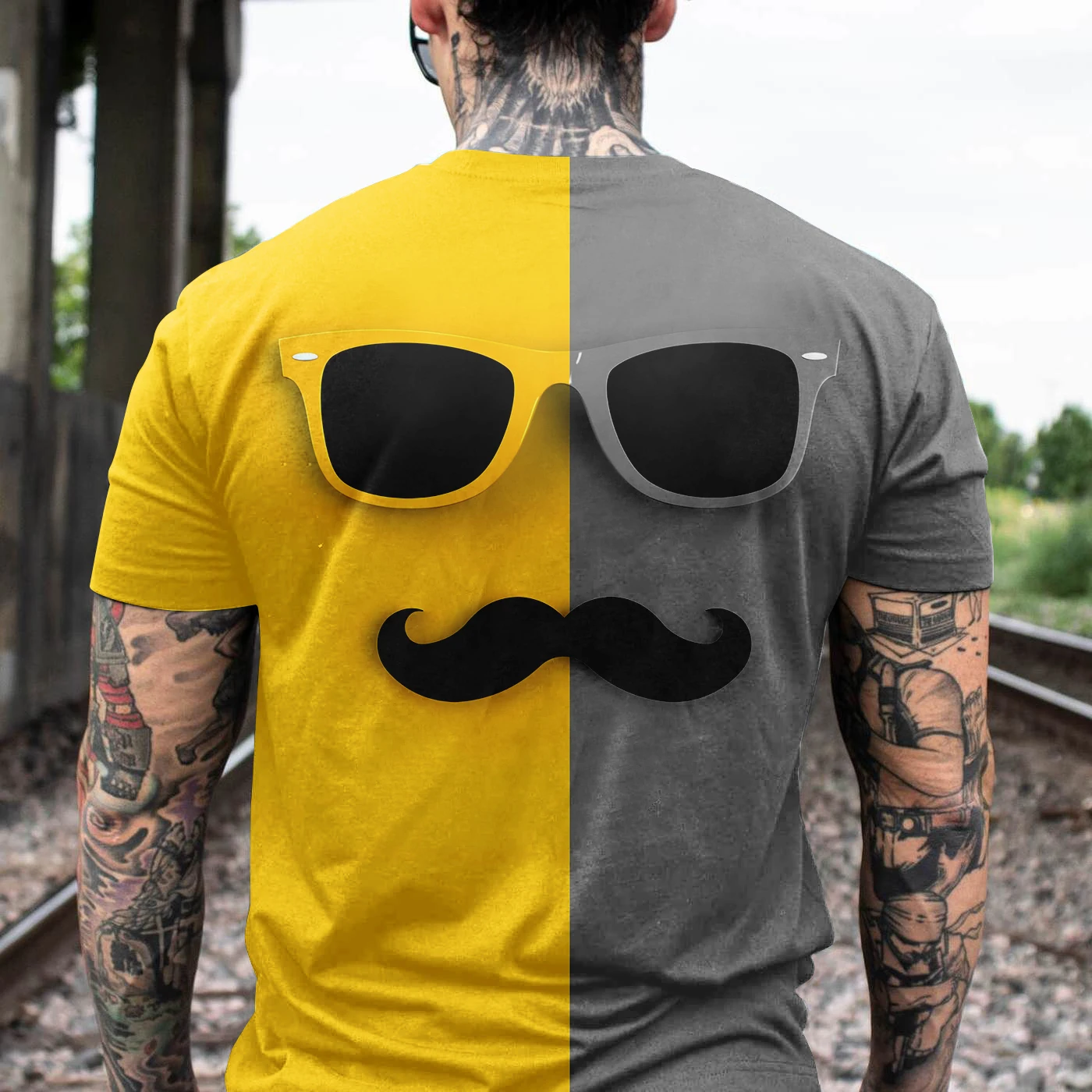 

2024 Summer Fashion T-shirt Sunglasses Funny Expression Series 3D Print Men's Street Short Sleeve Casual T-shirt Top