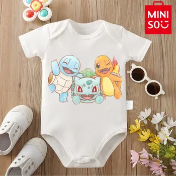MINISO Pokemon/Squirtle 100% Cotton Bodysuit Baby Soft Cute Cloths Gift for Baby Onesie Jumpsuit for 0 To 12 Months Newborn 1