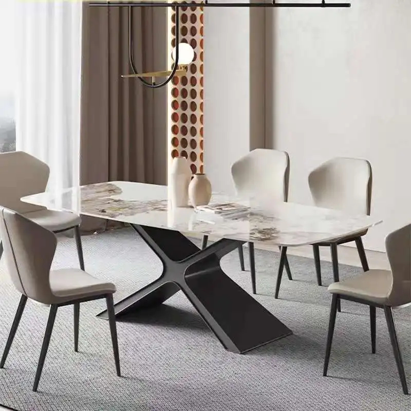 

Каменная тарелка, обеденный стол, роскошный простой маленький современный домашний обеденный стол, прямоугольный стол