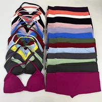 No Logo Seamless Yoga Set Women Workout Scrunch Leggings Set Strappy Halter Sports Bra Fitness Gym Clothing Workout Set 2 Pieces