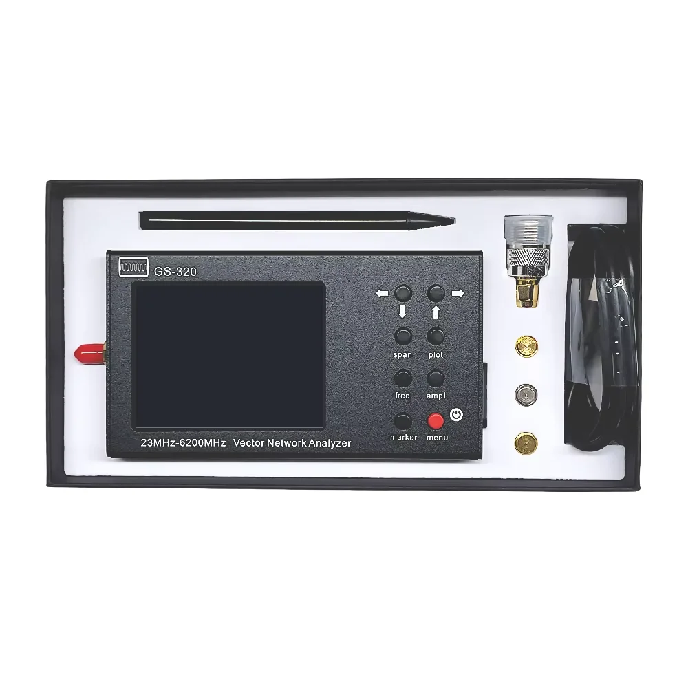 SA6 GS320 23-6200MHZ Handheld Vector Network Analyzer 10KHz Frequency Resolution PC Software Control 3.2"Touchscreen