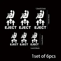 Graphic Eject Button Decals for Car Switch Panels - Set of 6, Durable PVC, Self - Adhesive (A)