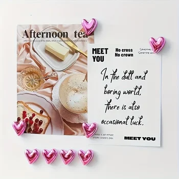 12Pcs Pink Heart shaped Refrigerator Magnet Set - Used for Photos, Notes, Valentine's Day, Mother's Day Gifts 1